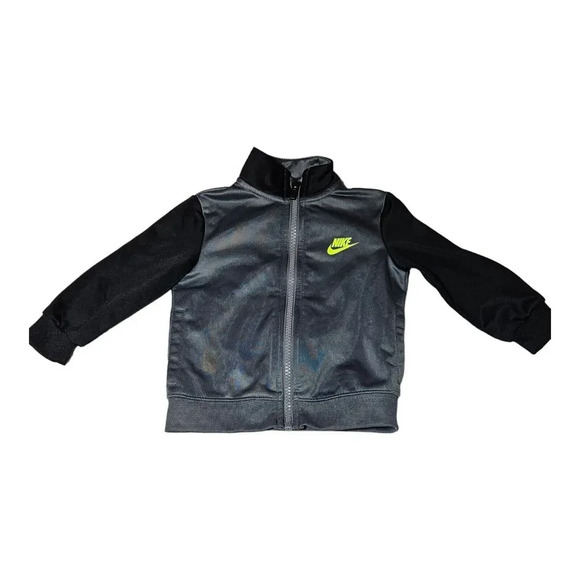 Nike Track Suit Black Gray Neon 12M Full Zip Hoodie and Pants Two Piece Set - Picture 4 of 9